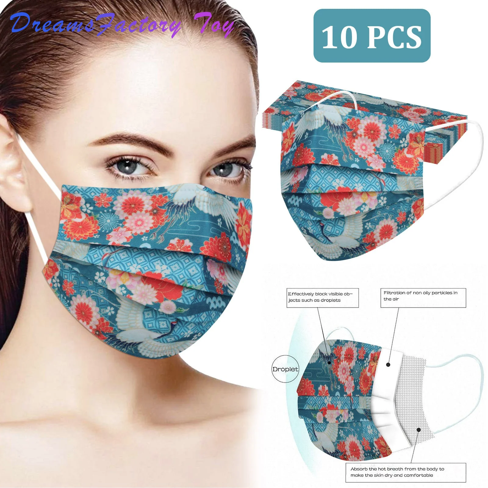 

Fashion Aldult Plant Non-woven Fabric Three-layer Disposable Protective Printing Mask Christmas Cosplay Outdoor Masque 2021