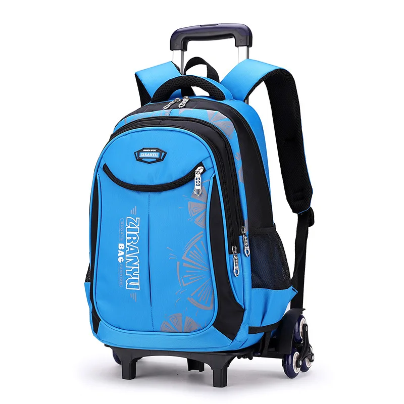 "Сумка-тележка для мальчиков и девочек, школьный рюкзак на колесиках, съемный рюкзак, 2/6 дюйма, сумка-тележка для лестницы"
