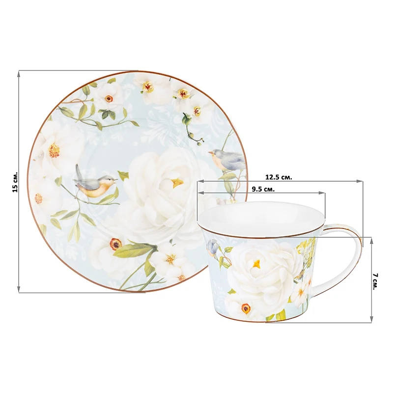 Чайный набор Elan Gallery New Bone China Дикая роза 12 предметов 420520 | Дом и сад
