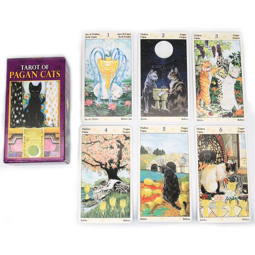 

78pcs Family Gathering Gift Board Game Portable Mysterious Playing Full English Entertainment Tarot Cards Divination Pagan Cats