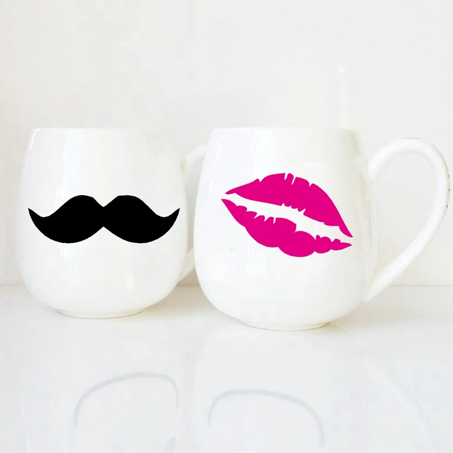 

Creative 10 Mustaches 10 Lips Wall Stickers For Wedding Decoration Mugs Cups Wine Glass Vinyl Wall Decals Diy Art decor HY995