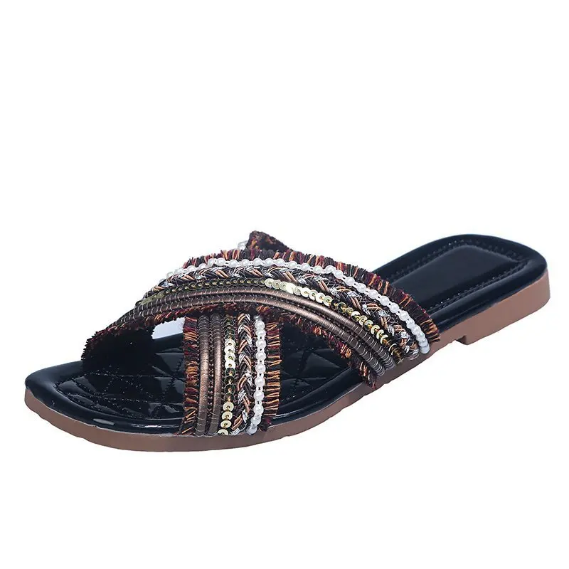 

House Slippers Platform Summer Women's Shoes Big Size Slides Pantofle Low Rubber Flip Flops Flat 2021 Hawaiian Hoof Heels Scanda