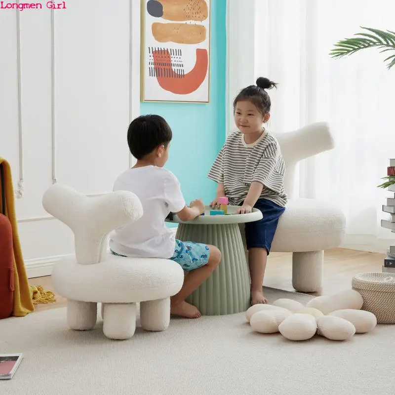 

Nordic Style Lamb Wool Lazy Chair Designer Small Apartment Single Sofa Chair Children's Leisure Stool Light Luxury Low Stool
