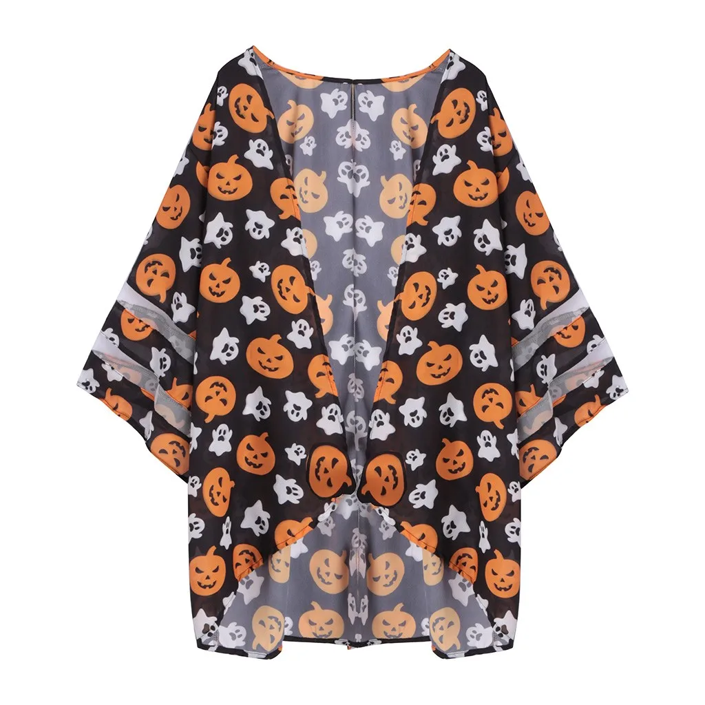 Женская блузка с сетчатой панелью 3/4 рубашка рукавами колокольчиками шифоновое