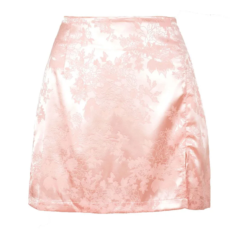 

mini skirt mujer faldas woman skirts womens saias mulher femme jupes fashion Jacquard Satin High waist Tight Buttocks Split