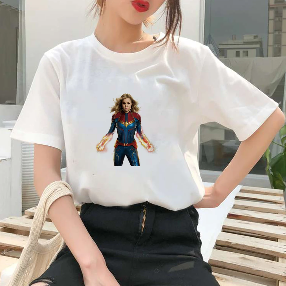 

Disney Anime T-shirt Women's Aesthetic Plus Size Creative Short Sleeve Beautiful Oversize Spain Loose Captain Marvel Tshirts
