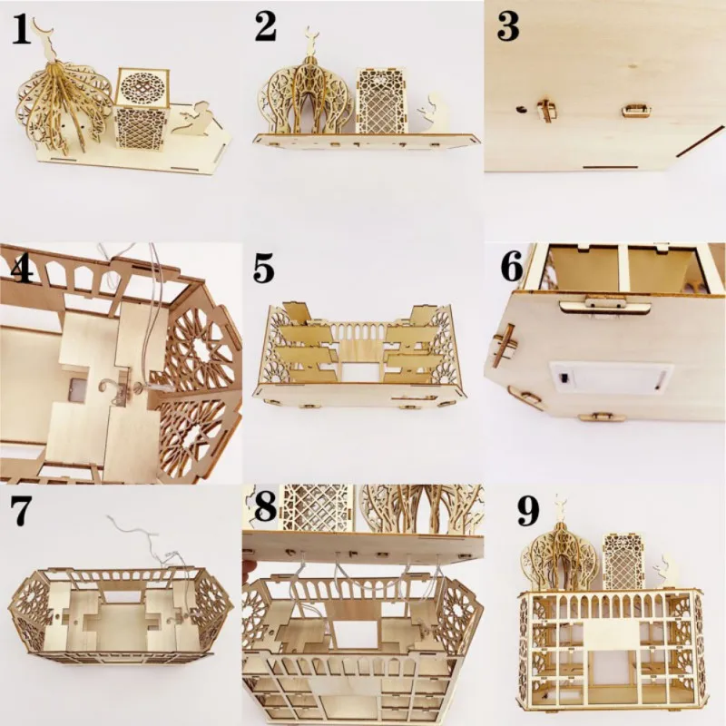 

New Wooden DIY Palace LED Ramadan Countdown Eidmubarak Decorations