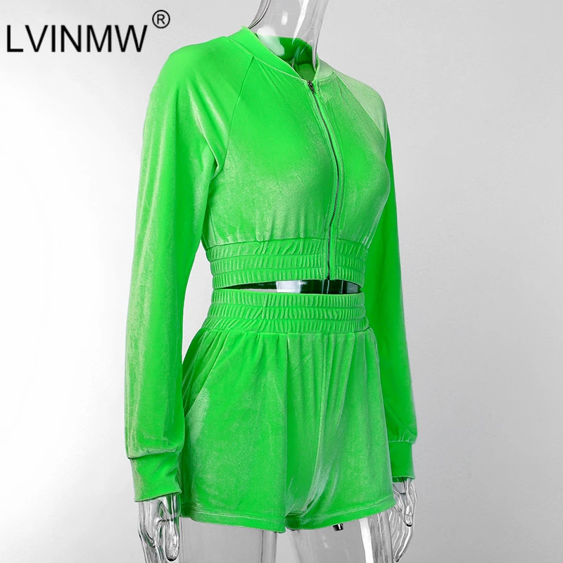 LVINMW повседневный Бархатный комплект из двух предметов на молнии в стиле пэчворк