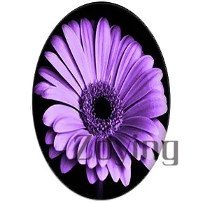 5 шт. овальный стеклянный кабошон с фото лавандовые цветы плоской задней основой