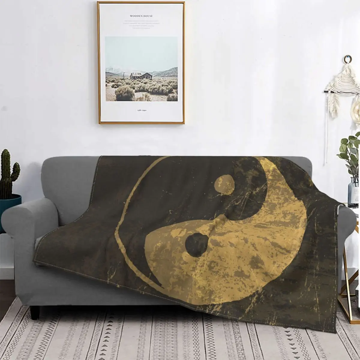 

Grunge Yin Yang Carpet Living Room Flocking Textile A Hot Bed Blanket Bed Covers Luxury Blanket Blanket Flannel Blanket