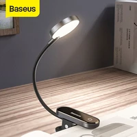 baseus usb led light rechargeable mini clip on desk lamp light flexible nightlight warm reading lamp for travel bedroom book