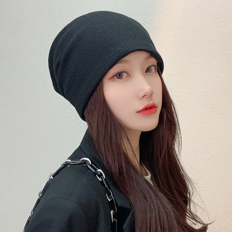 

All-match Knitted Hat New Fried Street Pile Hat Female Solid Color Baotou Cap Japanese Couple Baotou Cold Hat