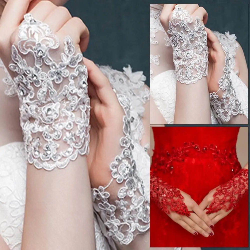 

Hot Sales!! Gloves Fingerless Easy to Wear Lace Soft Gloves for Brides for Girl