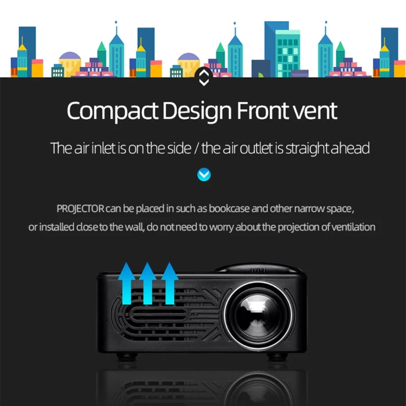 2021 New 814 Portable Projector High Definition 1080P Projector Multi Interface Home Theater Video Projector