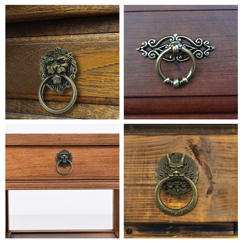 Голова Дракона голова льва ящик для шкафа винтажная дверная ручка выдвижная
