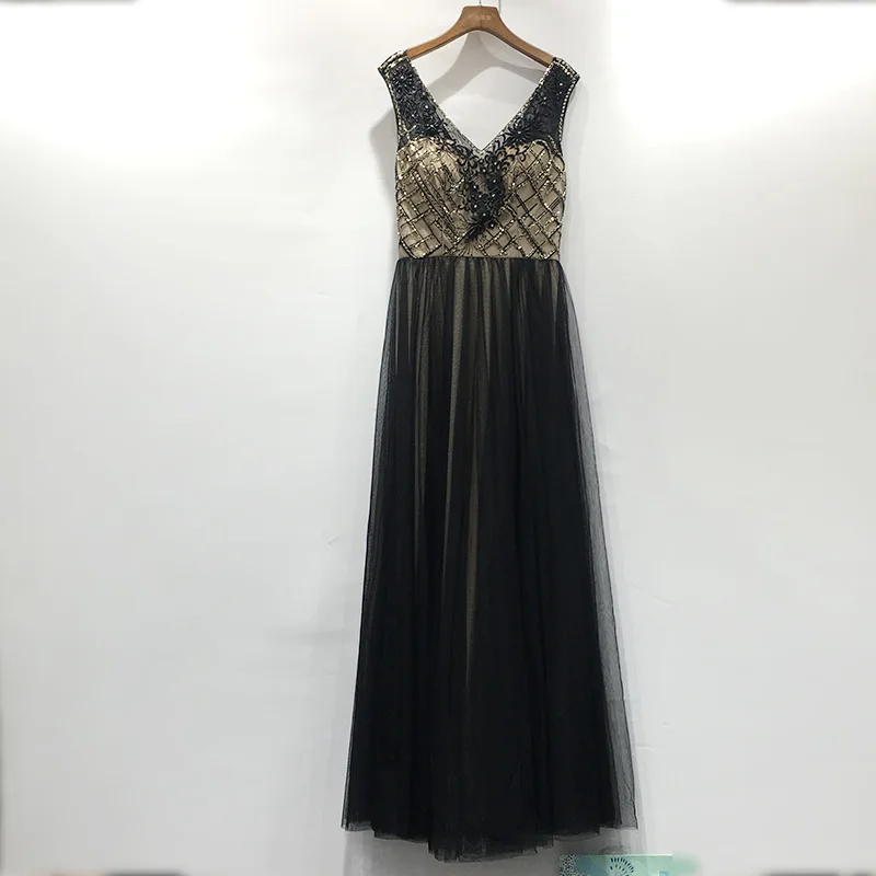 2021 new evening dress female temperament socialite banquet dress dress lace embroidery sequin beaded dress