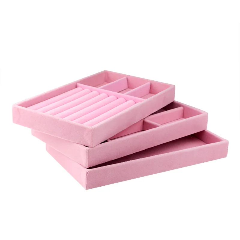 Pink Velvet Jewelry Storage Tray Ring Bracelet Jewellery Organizer Earring Holder Display Case Organizador De Joyas | Украшения и