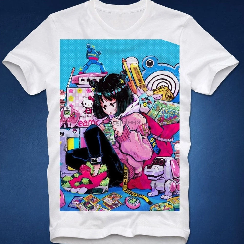 Футболка с изображением девушки из аниме Женский вектор пастельного поп-арта