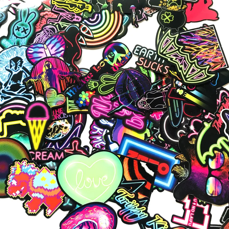 75 шт. неоновая световая наклейка аниме икона животные милые Надписи Наклейка s