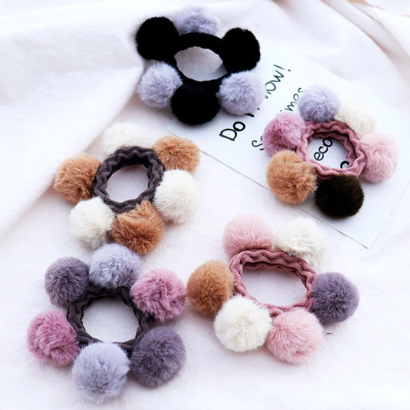 

Fashion girl hair band Hairball Hair ring female rubber band stretch hair band Korean version of the headwear hair accessories