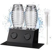 2 hole draining rack soda bottles with bottle brush stainless steel rack drip tray for beverages dry faster edge protection
