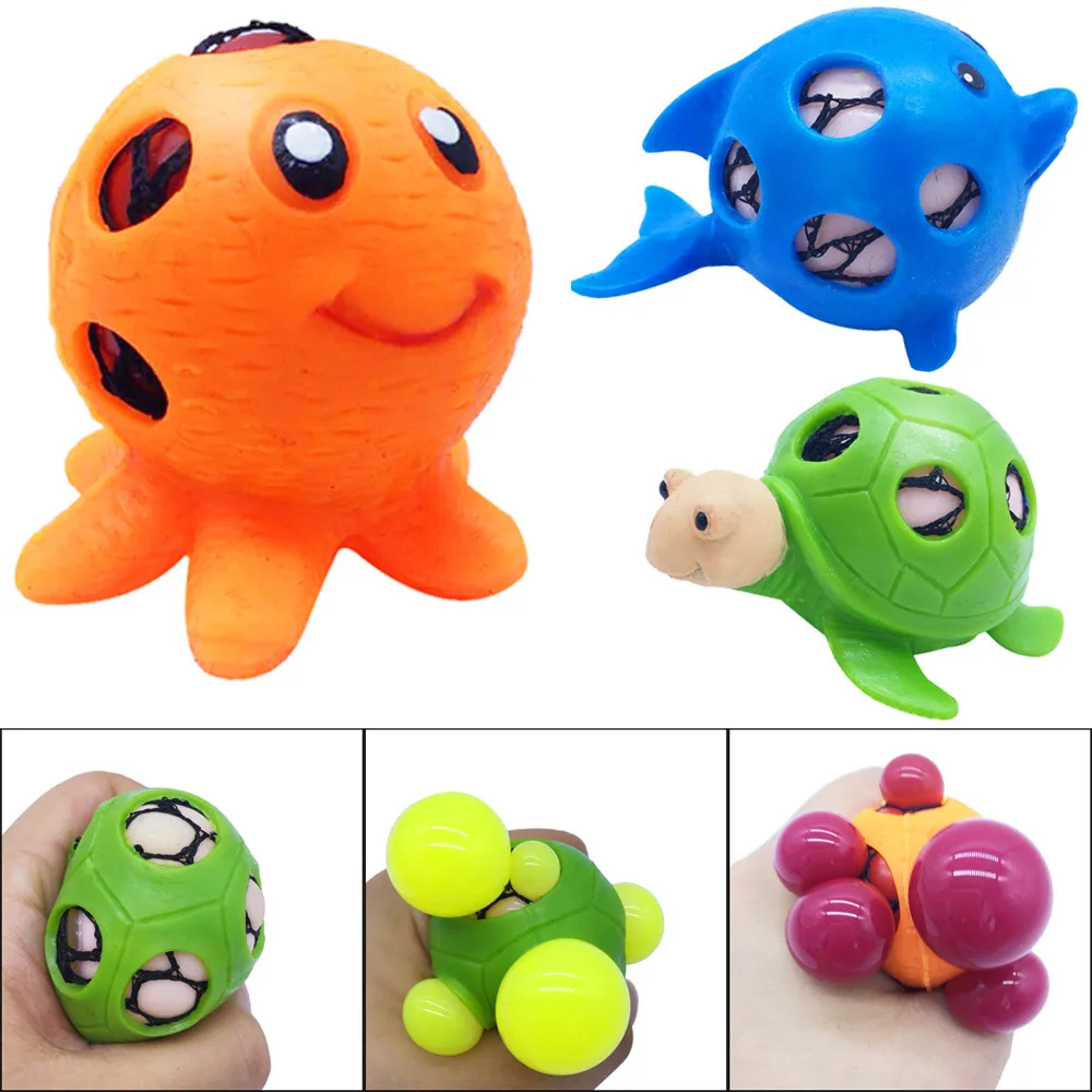 Морские животные сетчатые шарики виноградные сжимающие Игрушки для ванны