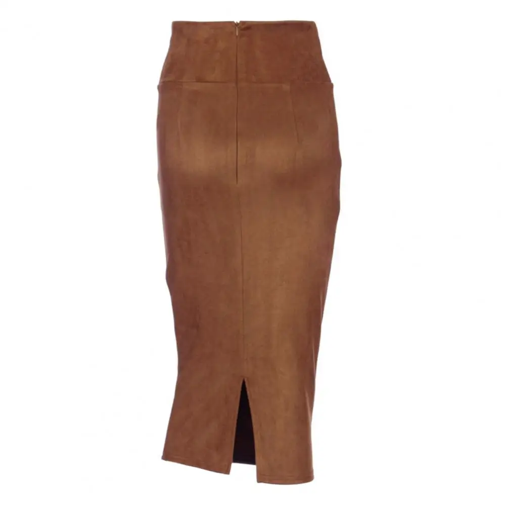 

Hot Sales High Waist Solid Color Stretch Split Bodycon Pencil Midi Skirt Bottoms for Office