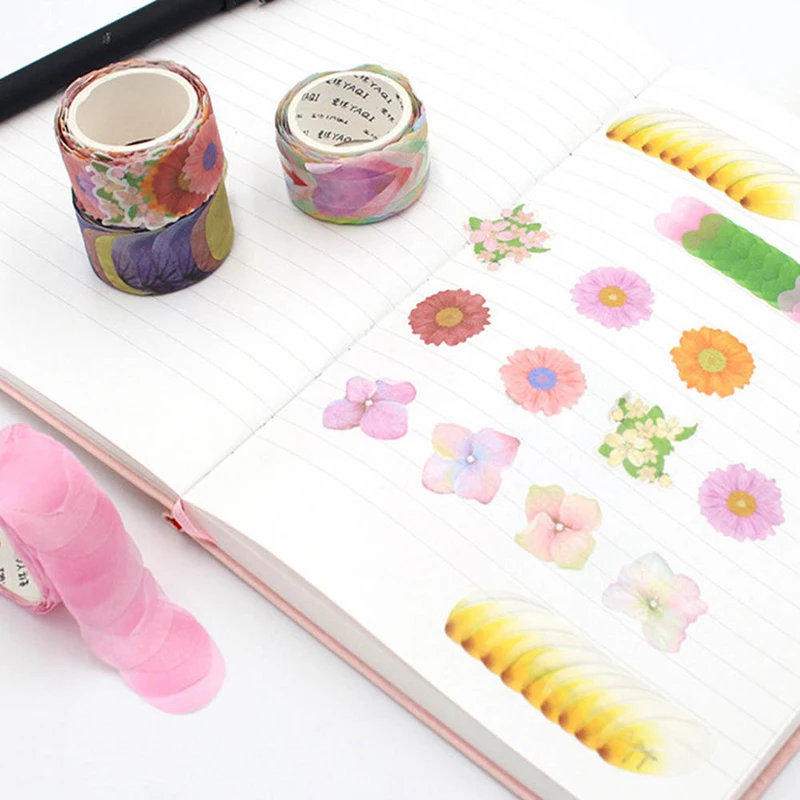 

200 pieces/roll creative petal stickers and paper tape DIY custom sticker memo diary material paper Scrapbooking Material