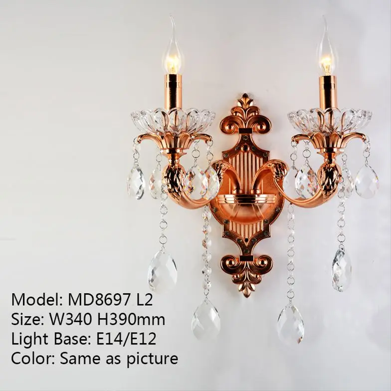 Современный настенный светильник с 2 лампами современный кристаллами и