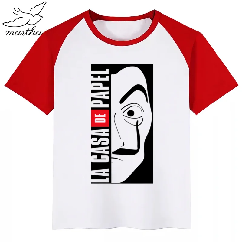 La Casa De Papel/футболка для мальчиков и девочек с мультипликационным принтом детская