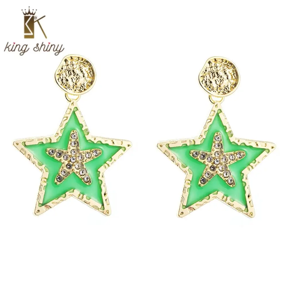 

Cute Korean Style Star Statement Dangle Earrings for Woman Vintage Geometric Pentagram Woman Cocktail Party Brincos Drop Earring