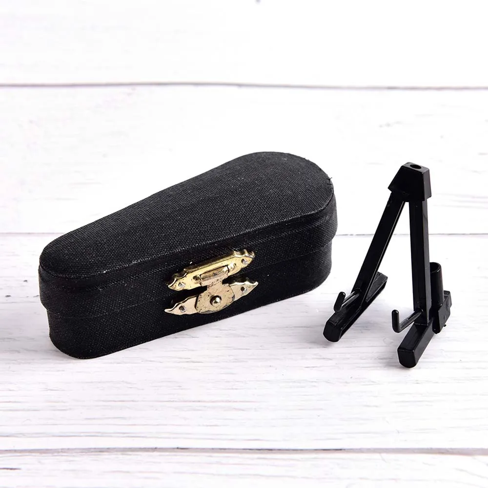 

Mini Miniature Violin Model Replica with Stand Case Mini Musical Instrument Ornaments Decor Home Decoration Crafts