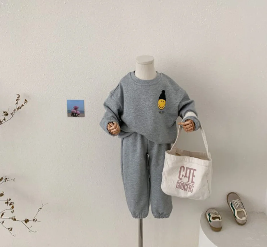 

Cultiseed Baby Girls Cartoon Smiley Pullovers Hoodies Coat+Long Pant 2pc Sets Clothing Children Kids Fashion Sports Casual Suits