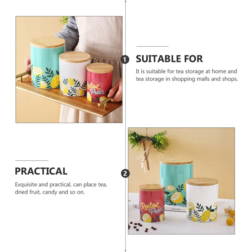 

1Pc Storage Jar with Wooden Lid Home Storage Can Waterproof Tea Canister