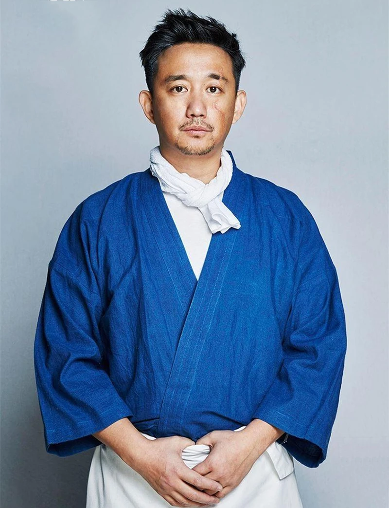 Hanten джинсовые японское кимоно кардиган из хлопка стеганая куртка для мужчин