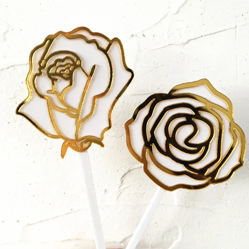 Сердце/Роза/буквы Топпер для торта С Днем Рождения золото серебро розовое Торт