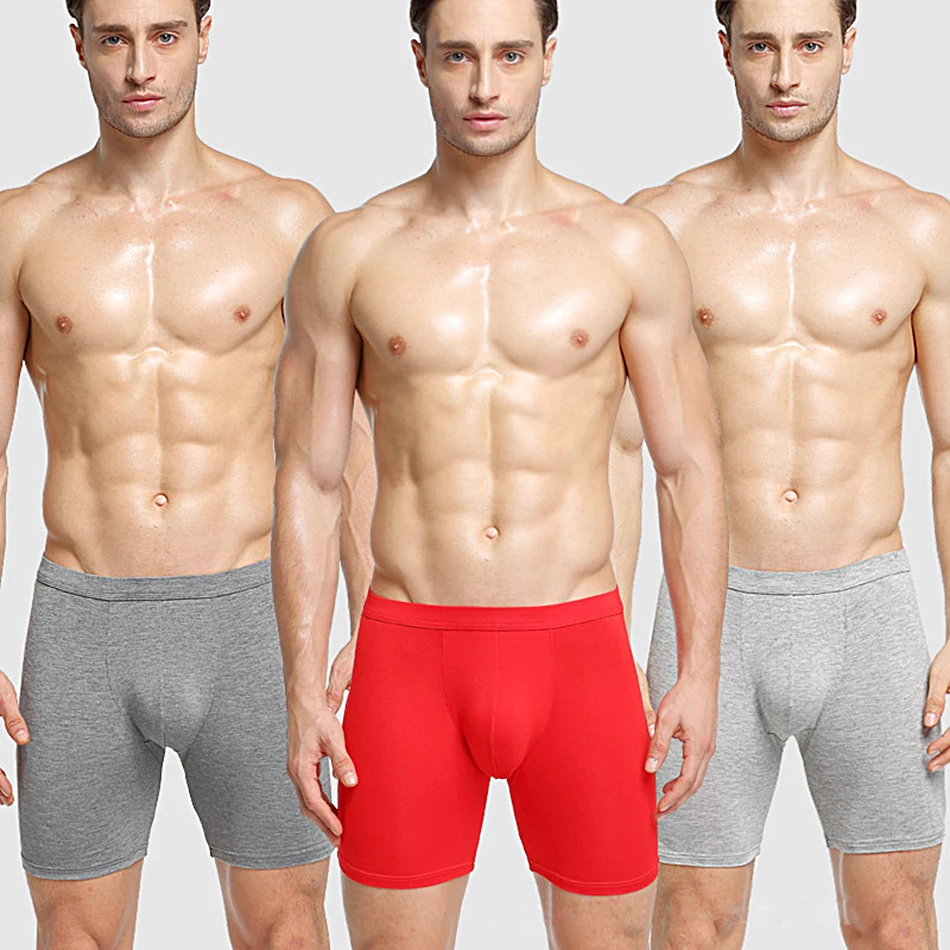 Трусы-боксеры мужские длинные спортивные водонепроницаемые из мягкого хлопка 4