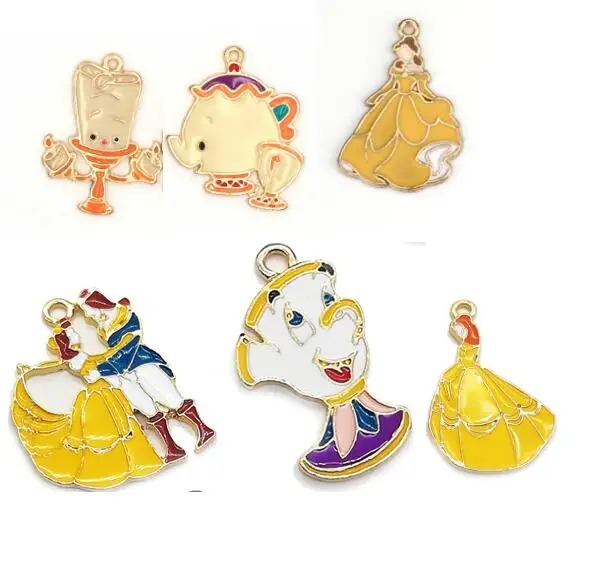 10 шт цвет девушка ожерелье из мультфильма эмалированные бусины кулон