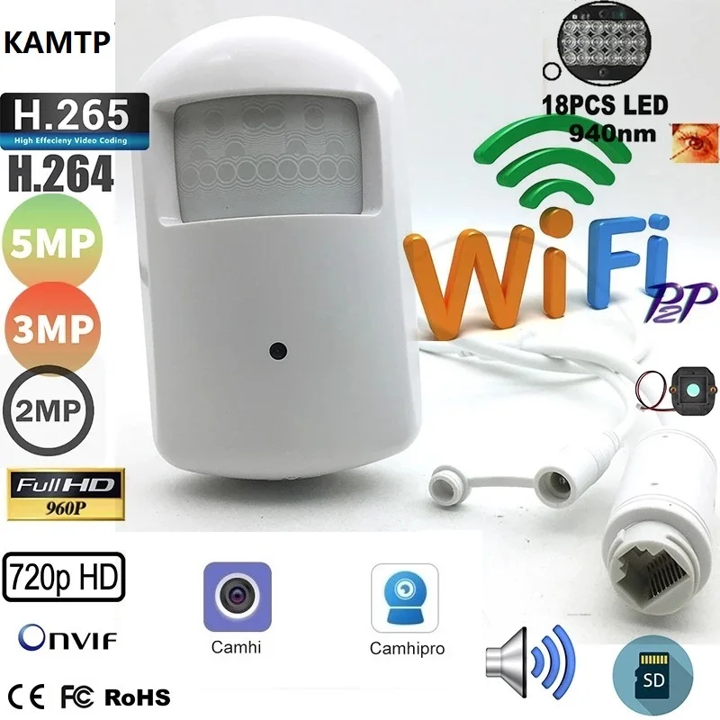 

Wireless 2MP 5MP TF Card Mini IP Camera Audio Invisible PIR Style Home Security Detective Surveillanc 940nm IR Night Vision P2P