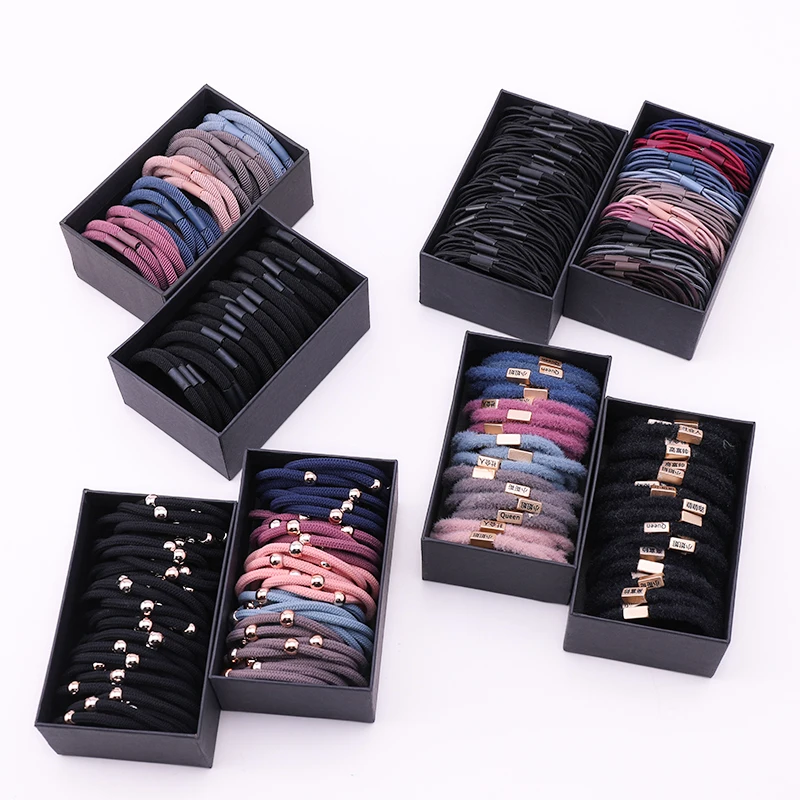 1 комплект элегантные цветные базовые резинки для волос в коробке фиксации