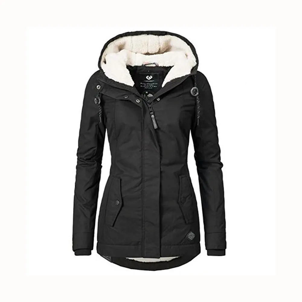 

Women Cotton Padded Jacket Fall Winter Hooded Casual Outwear Parka Coat Overcoats Thickening Warm Gothic Black Jackets Outwears