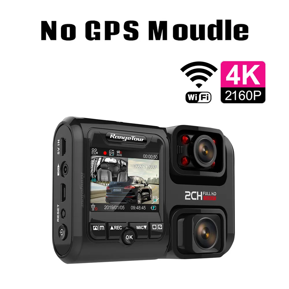 4K 2160P wifi gps регистратор двойной объектив Автомобильный видеорегистратор Novatek 96663 чип sony IMX323 датчик ночного видения двойная камера видеорегистратор D30H - Название цвета: No GPS Moudle