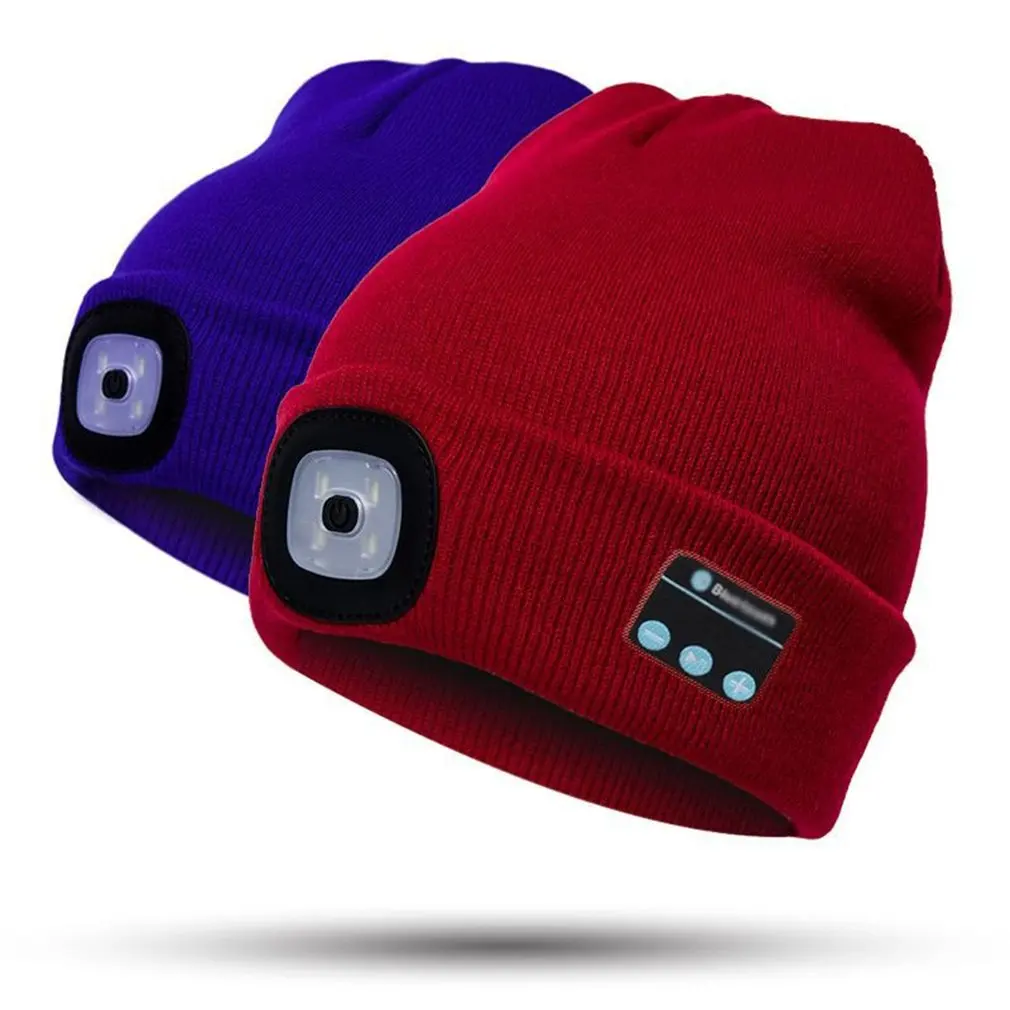 

Winter Beanie Hat Wireless Smart Cap Headphone Headset with LED Light Handfree Music Headphone Earphones for Gift