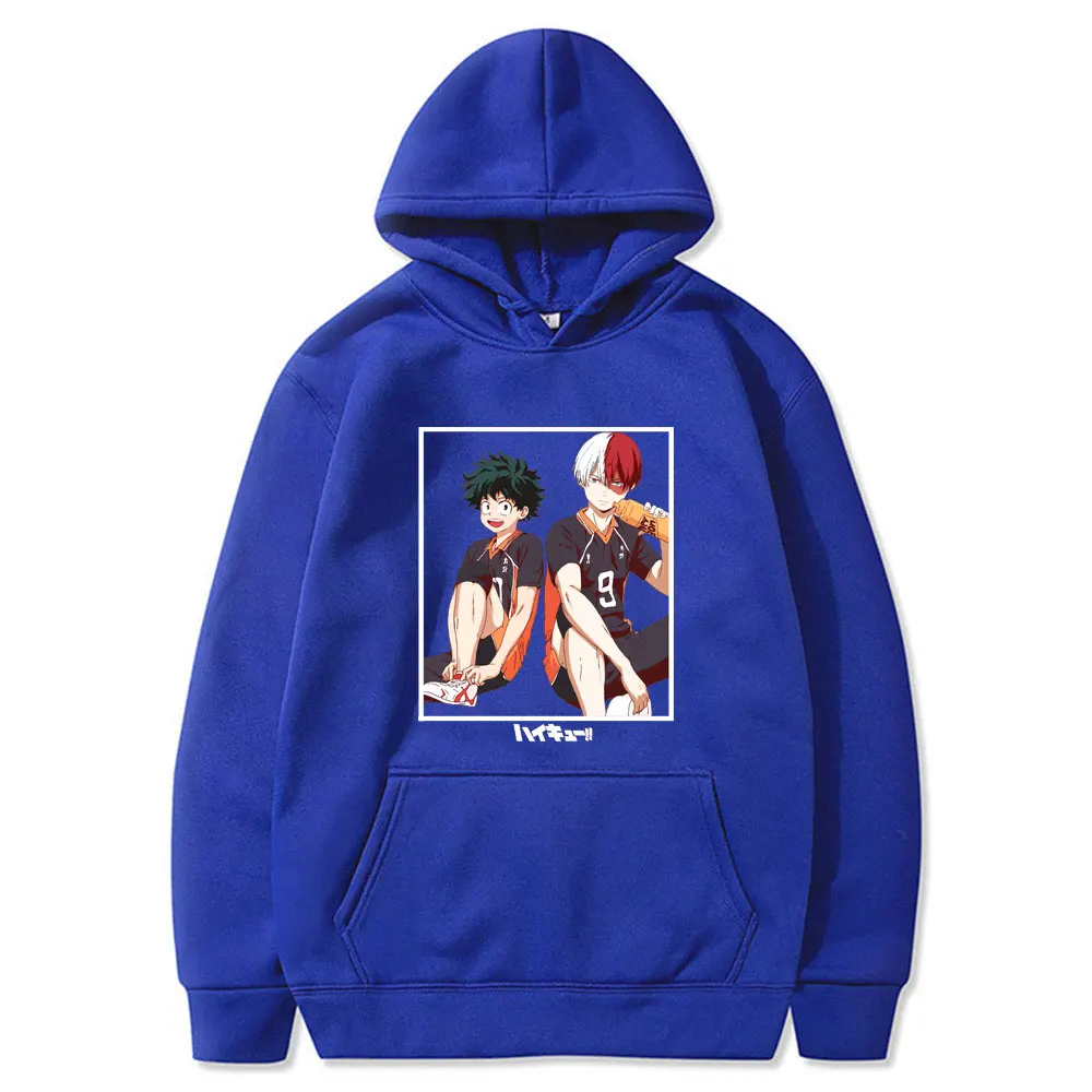

Haikyuu My Hero Academia Japanese Anime Funny Print Hoodies Fashion Sweatshirt Men Harajuku Casual Hoodie Woman Men