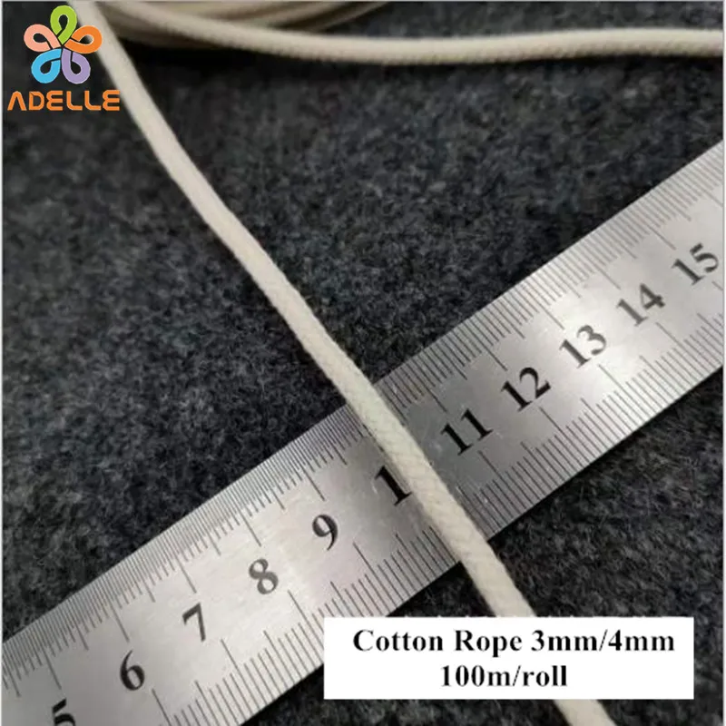 Естественный цвет 3/4 мм плетеный 100% из хлопчатобумажного каната 21С с сильное ядро