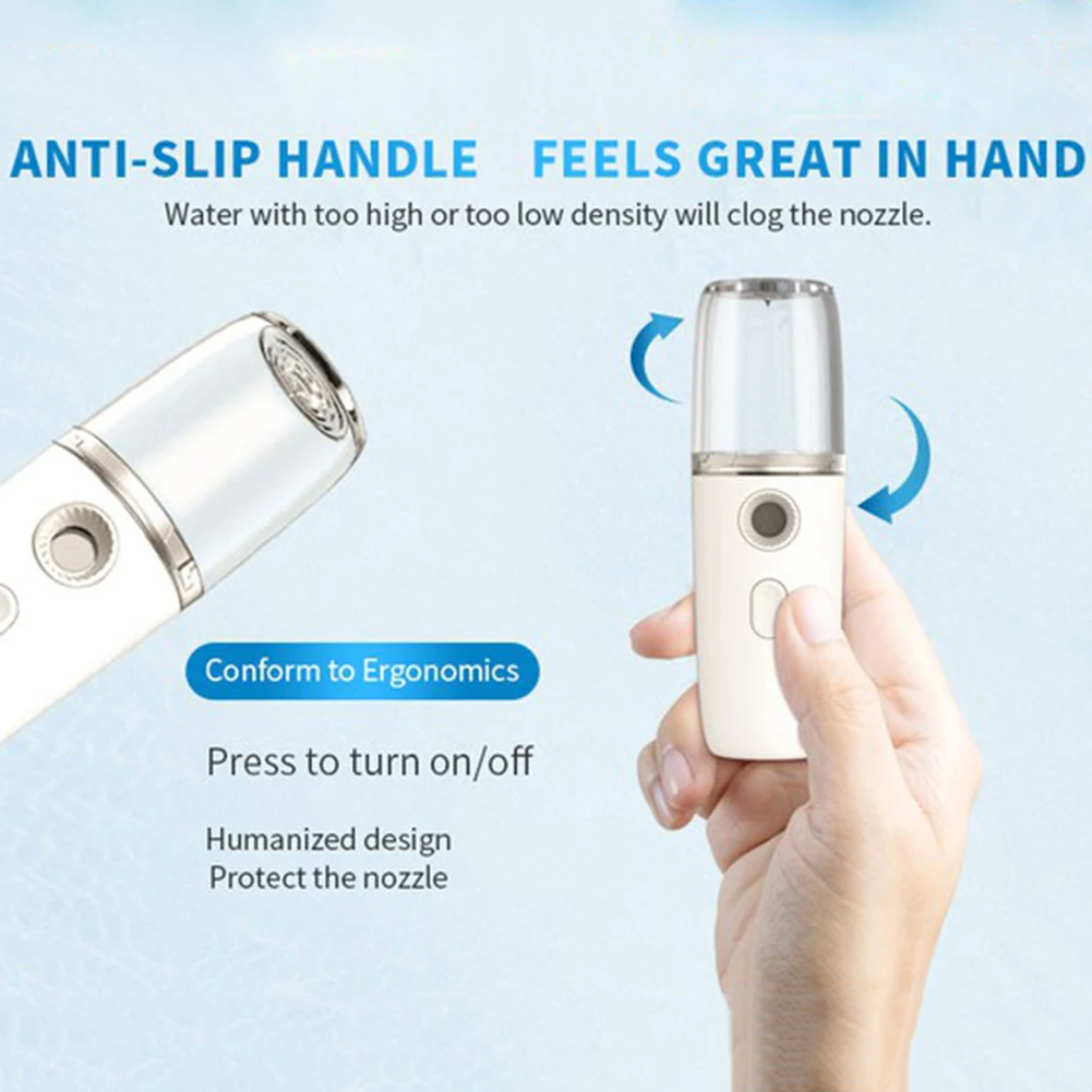Portable Handheld Nano Mist Spray Facial Humidifier Moisturizing Instrument USB Charging Water Steamer Hydrating Device | Красота и
