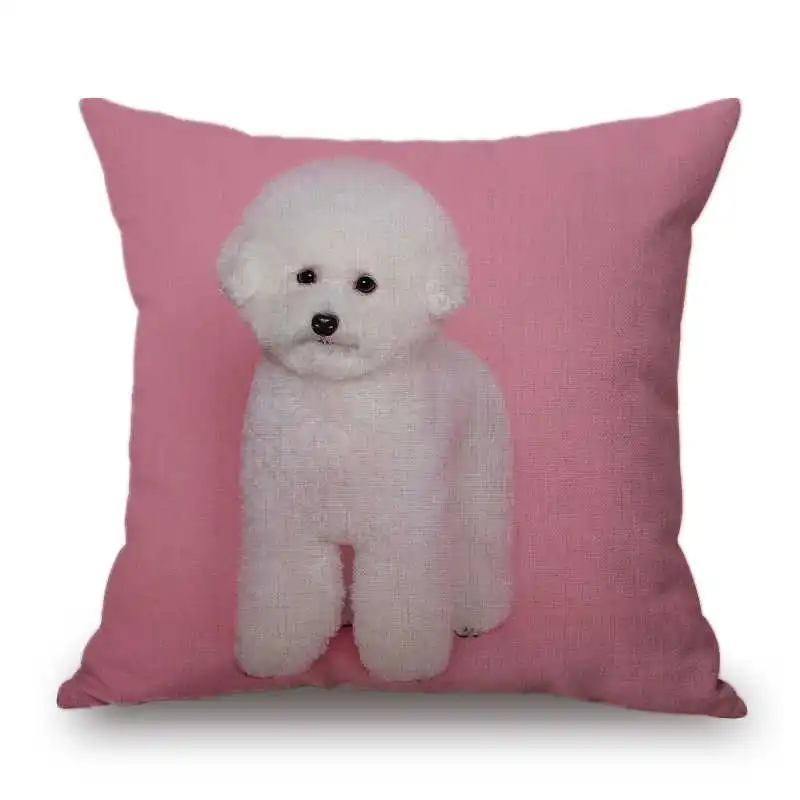 Bichon Frise, хлопковый льняной чехол для подушки, дивана, поясная наволочка, домашний декор
