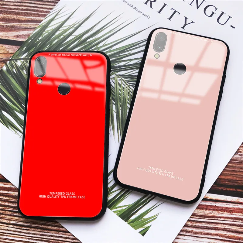 Tempered Glass Case For Xiaomi Redmi Note 7 5 6 K20 Pro 7A Luxury Phone Cover Mi 9 SE Coque | Мобильные телефоны и