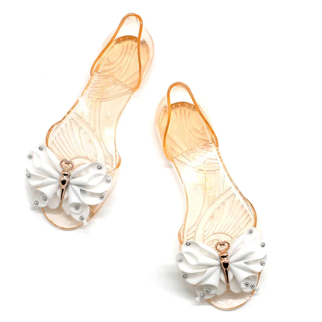 Женские повседневные сандалии с бабочкой открытым носком на плоской подошве