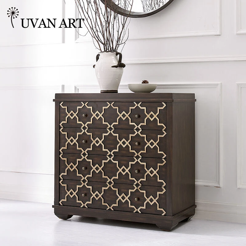 Американский твердые деревянные ноги ретро четыре ящика шкафа спальня хранения